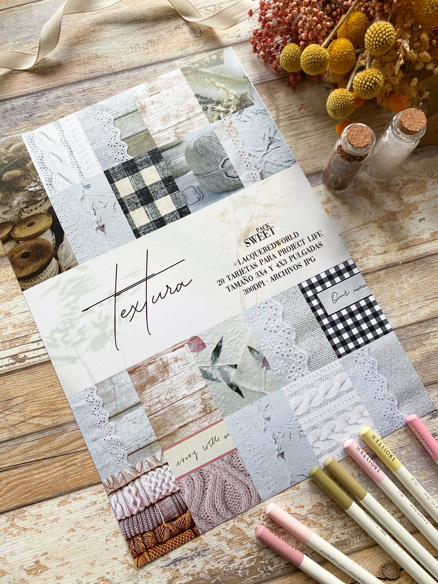 COLECCIÓN de papeles TEXTURA: Pack Tarjetas SWEET | Papeles decorados