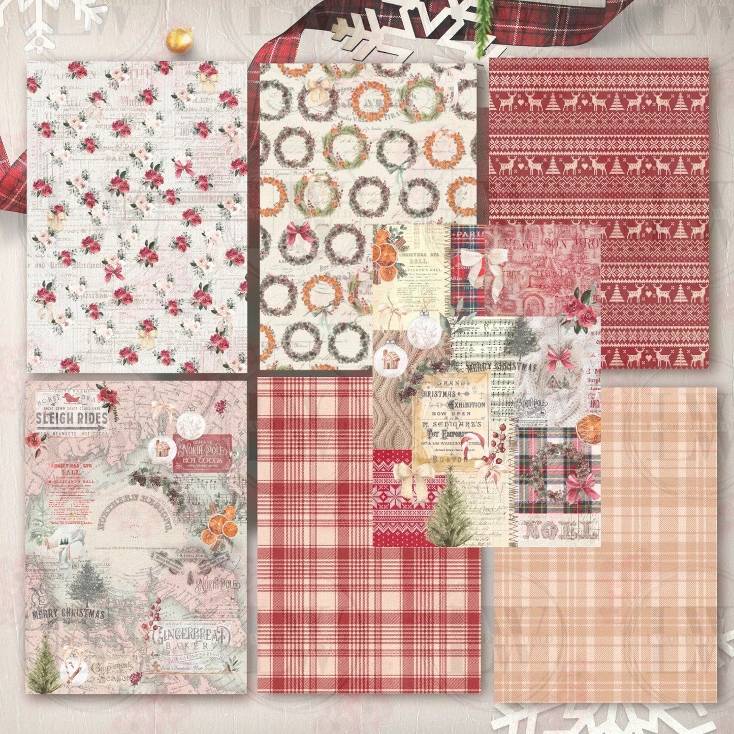 Colección de papeles CHRISTMAS · Traditional Atelier | Papeles textura acuarela decorados