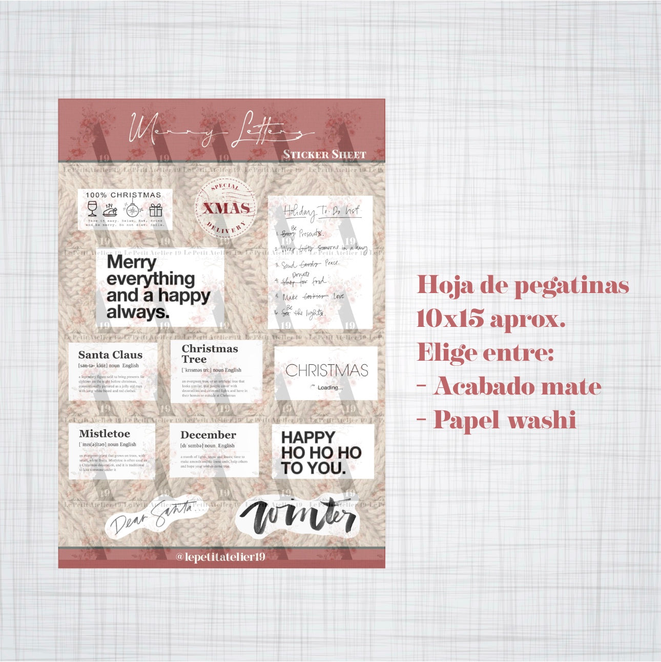 STICKERS Navidad · MERRY LETTERS