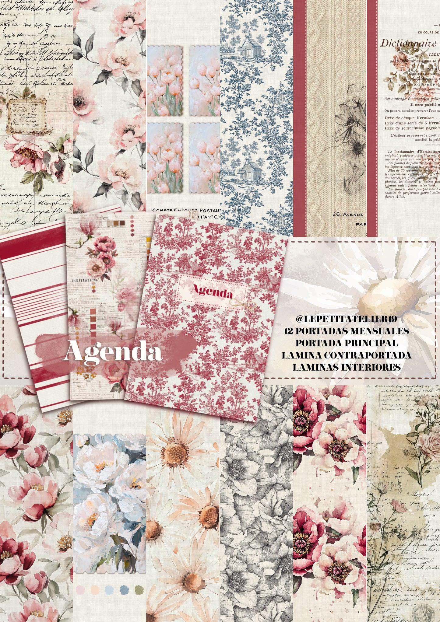 12 PORTADAS y 3 LAMINAS de AGENDA Sin Fechas