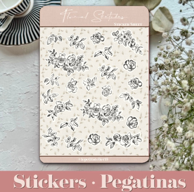 STICKERS · FLORAL SKETCHES