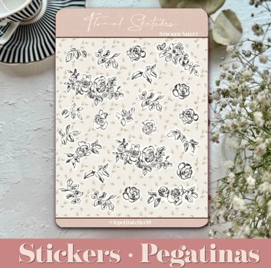 STICKERS · FLORAL SKETCHES