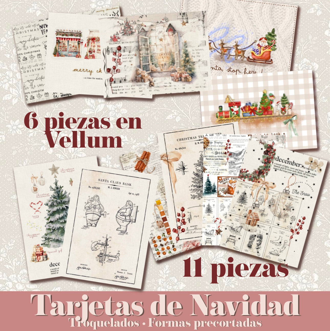 11 CHRISTMAS CARDS · On vellum &amp; matte paper