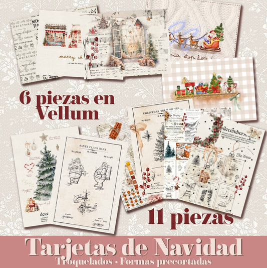 11 CHRISTMAS CARDS · On vellum &amp; matte paper