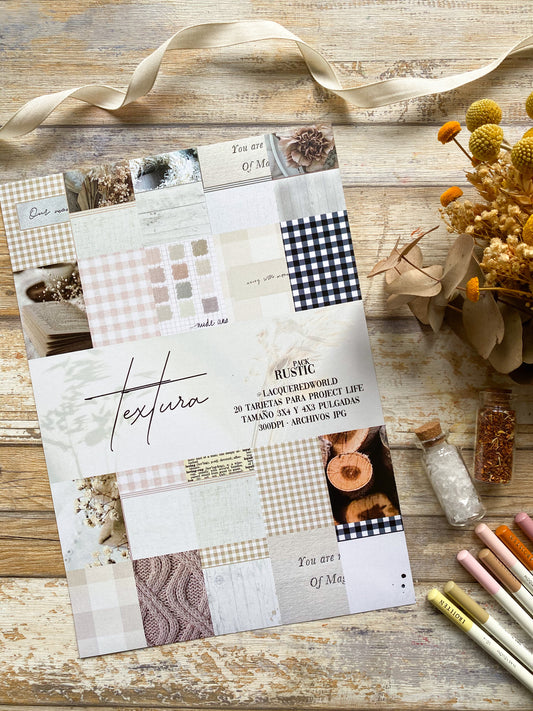 COLECCIÓN de papeles TEXTURA: Pack Tarjetas RUSTIC | Papeles decorados