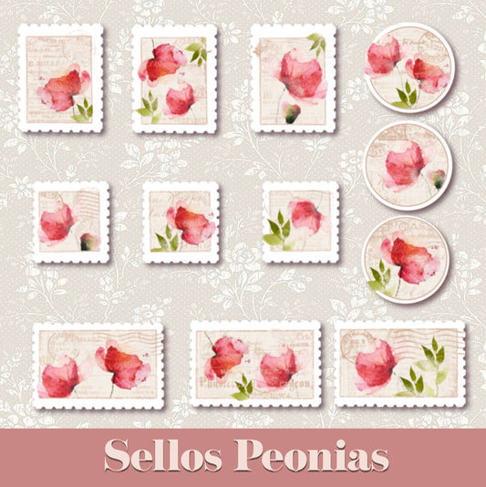 Sellos Postales Peonias · Ephemera