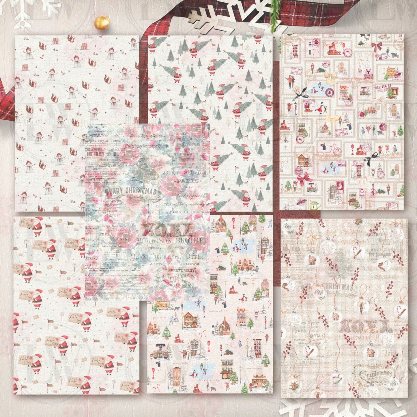 Colección de papeles CHRISTMAS · Traditional Atelier | Papeles textura acuarela decorados