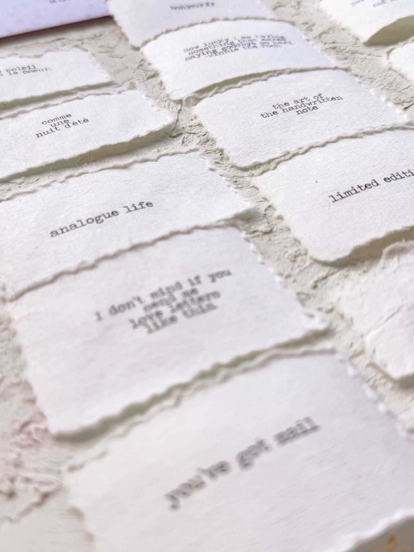 18 Frases en papel algodón (handmade paper)