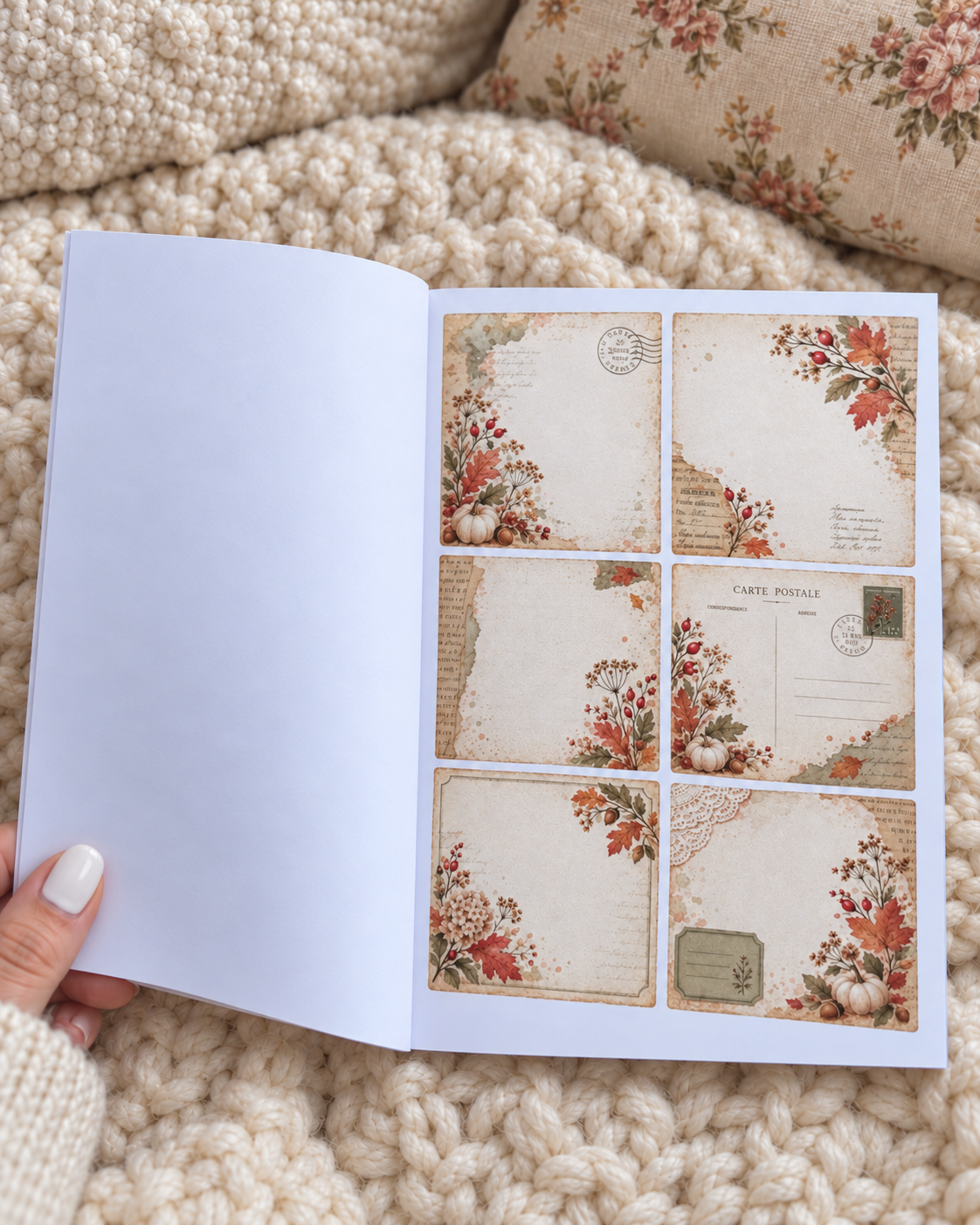 Autumn Book · Un libro con papeles, etiquetas, die cuts, postales...