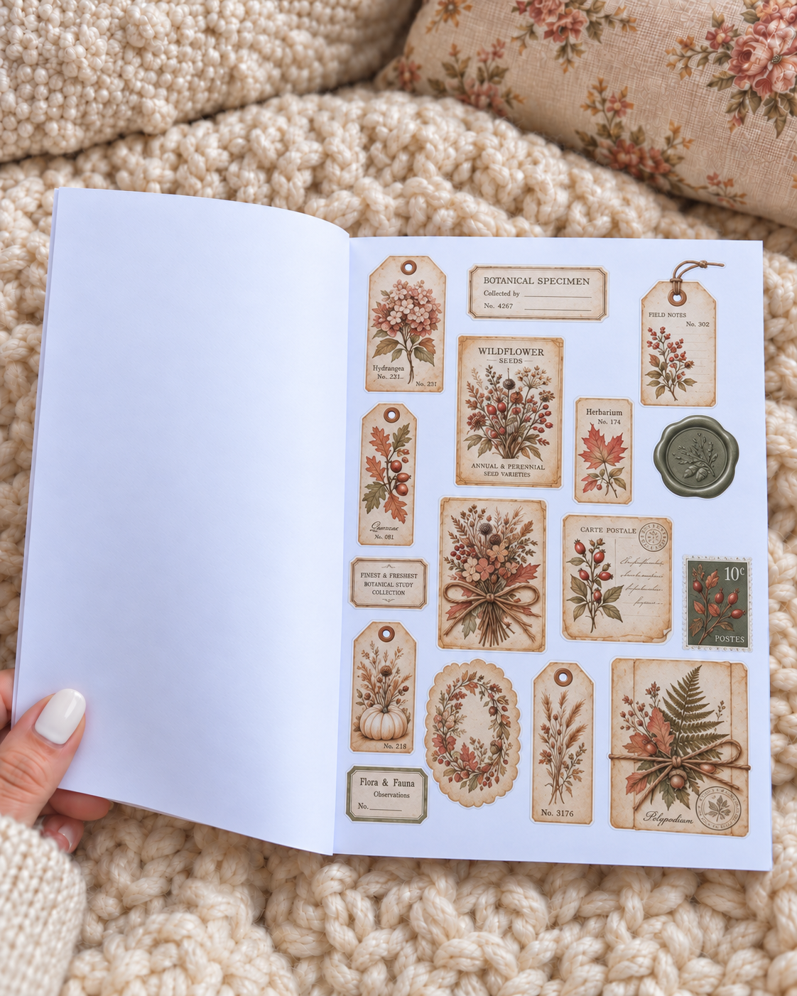 Autumn Book · Un libro con papeles, etiquetas, die cuts, postales...