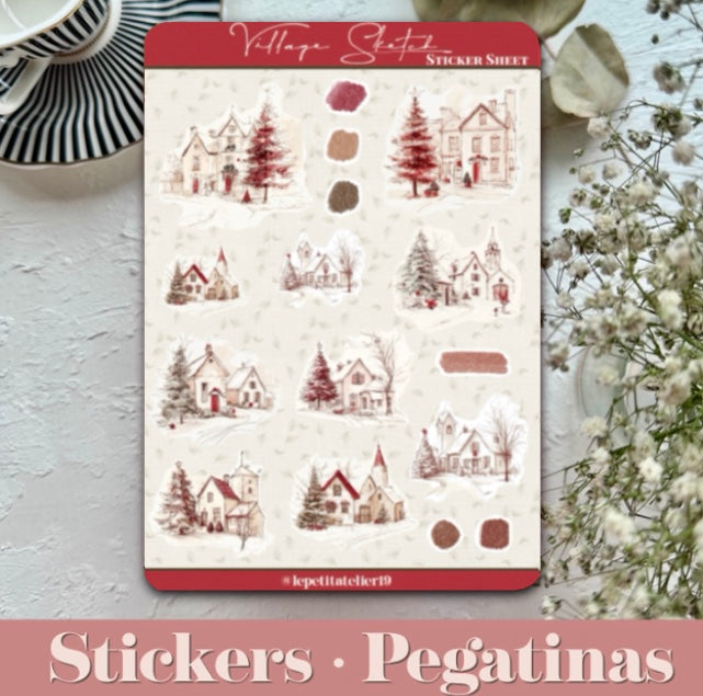 STICKERS · VILLAGE SKETCH