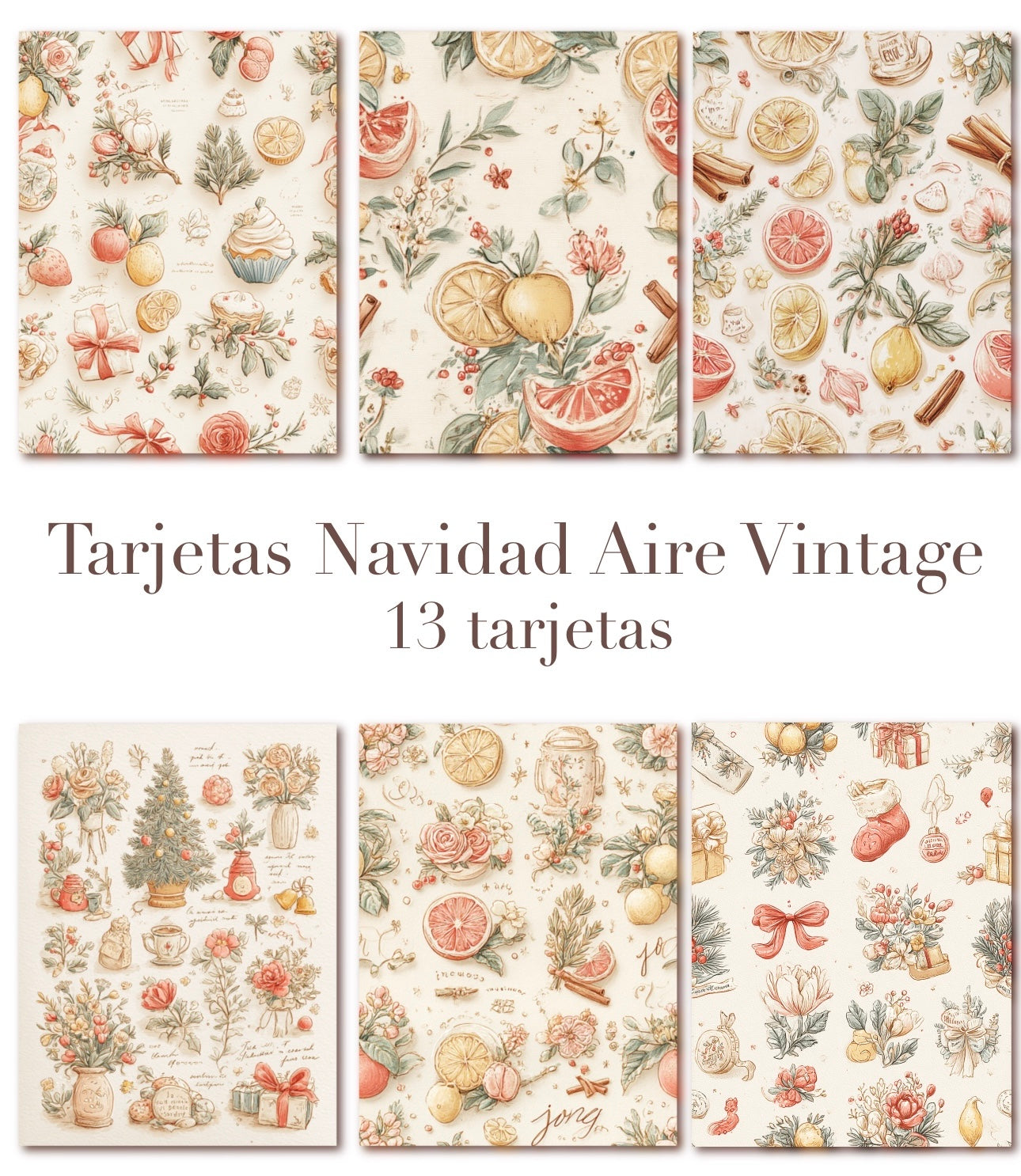 Aire de Navidad Vintage · 13 tarjetas de Navidad