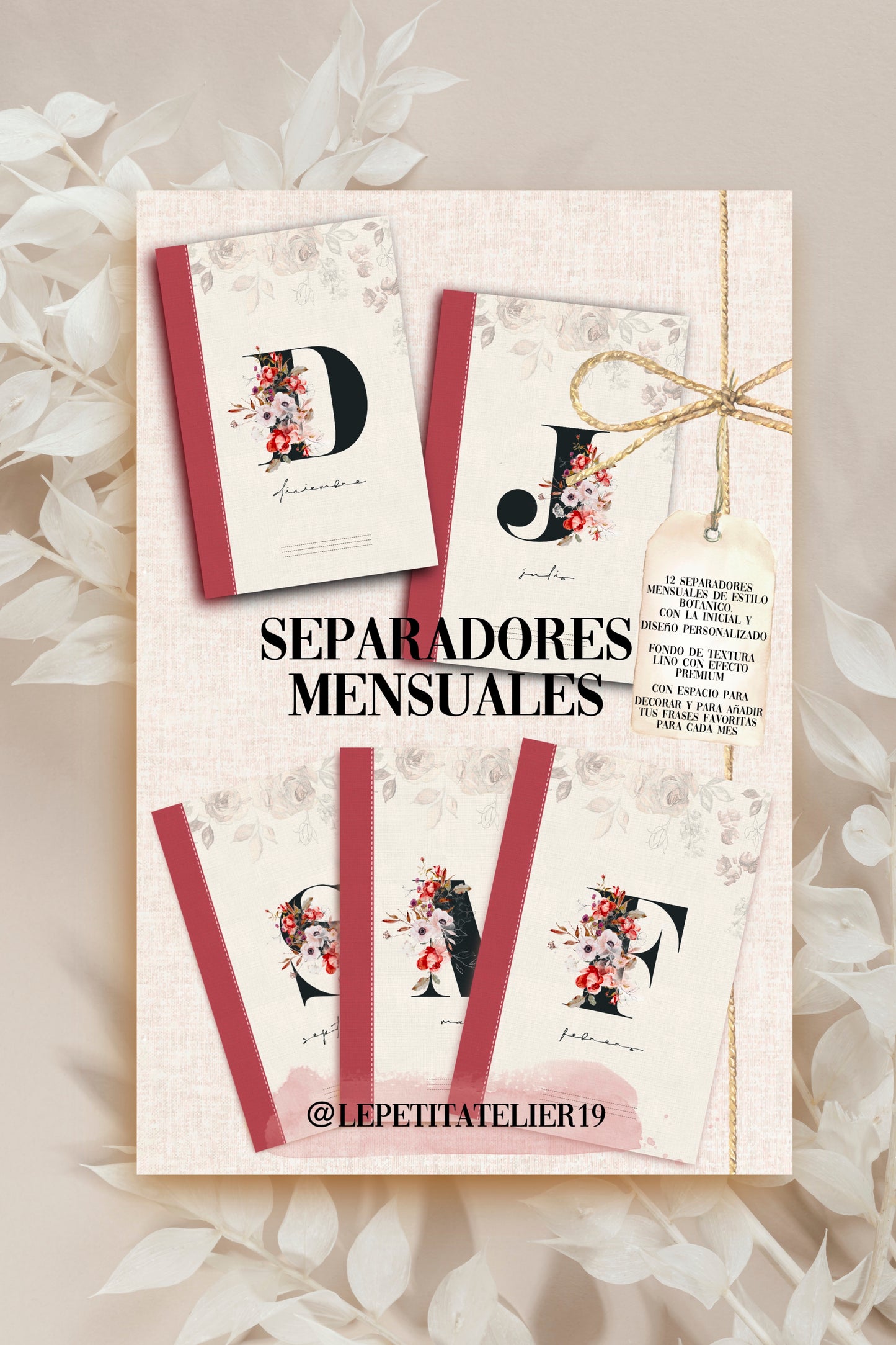 12 PORTADAS MENSUALES para AGENDA