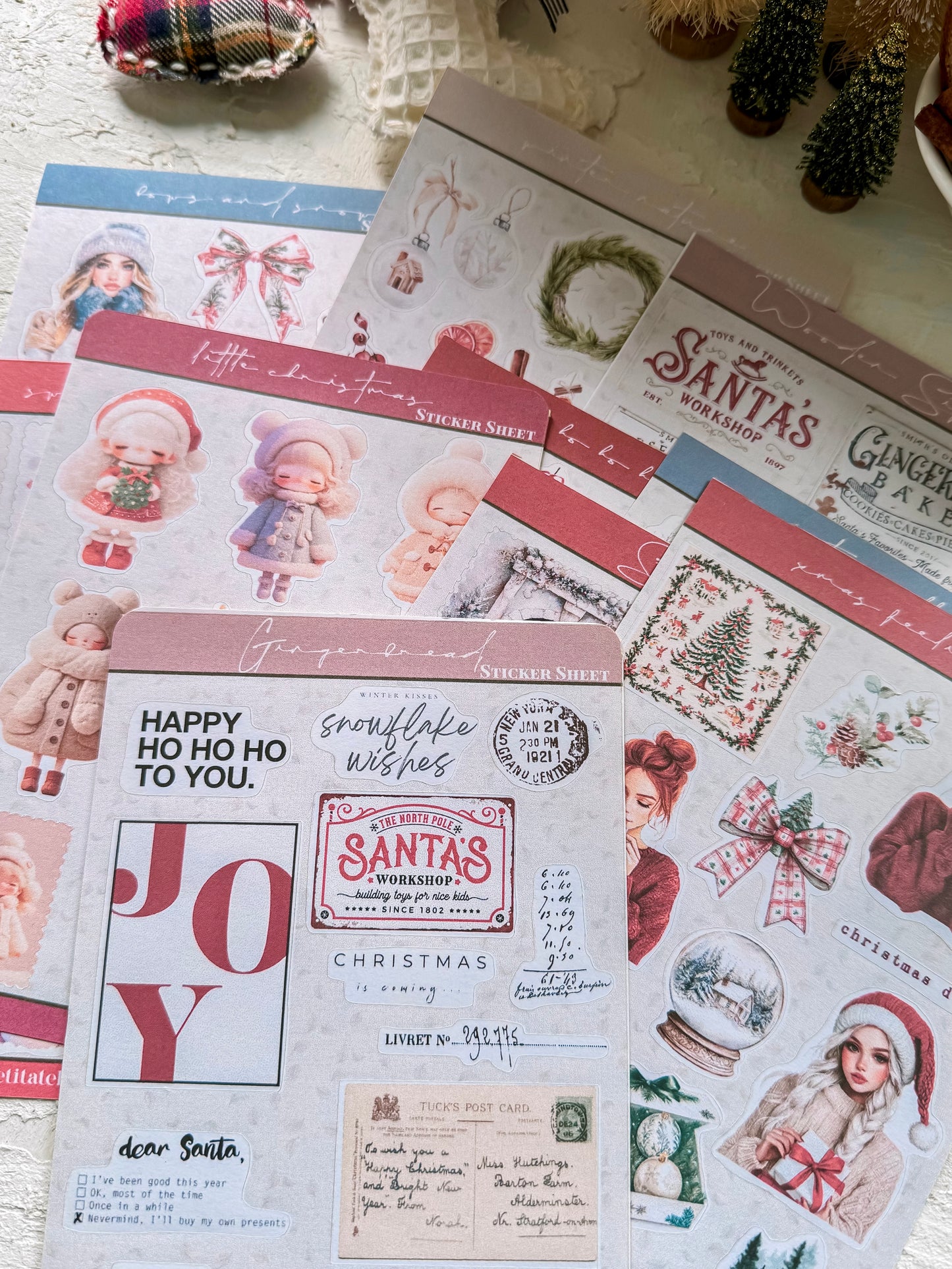 Christmas STICKERS · BOWS AND SNOW