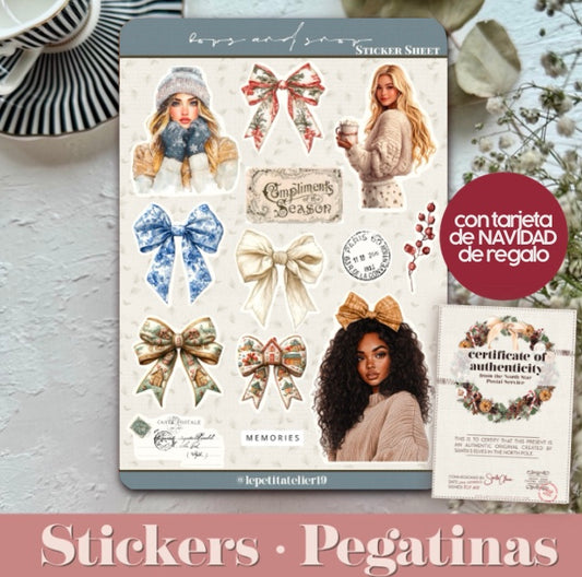 Christmas STICKERS · BOWS AND SNOW