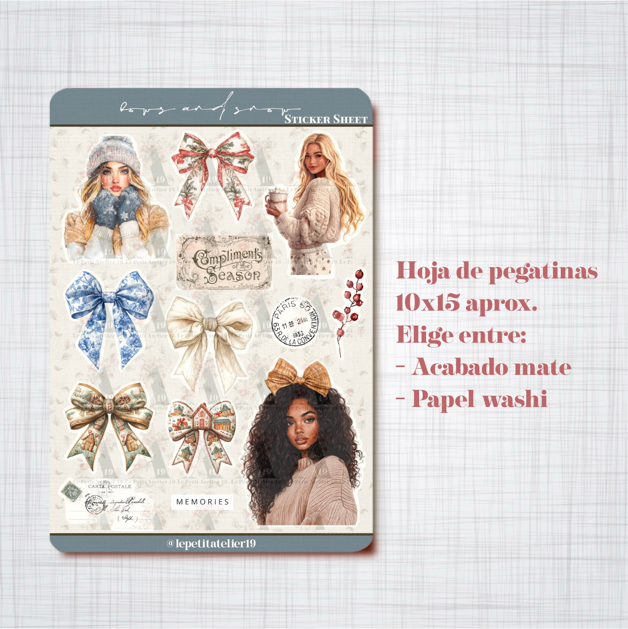 Christmas STICKERS · BOWS AND SNOW