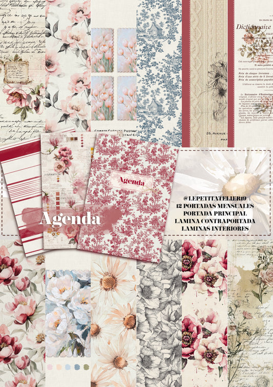 12 PORTADAS y 3 LAMINAS de AGENDA Sin Fechas